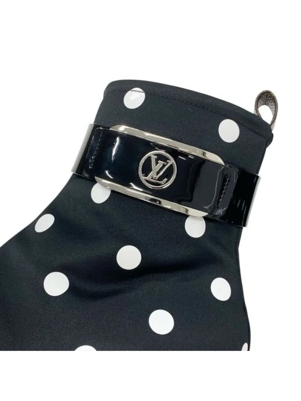 Louis Vuitton Moonlight Line Boots Short Shoes Satin Black White Dot Belt - Picture 9 of 10